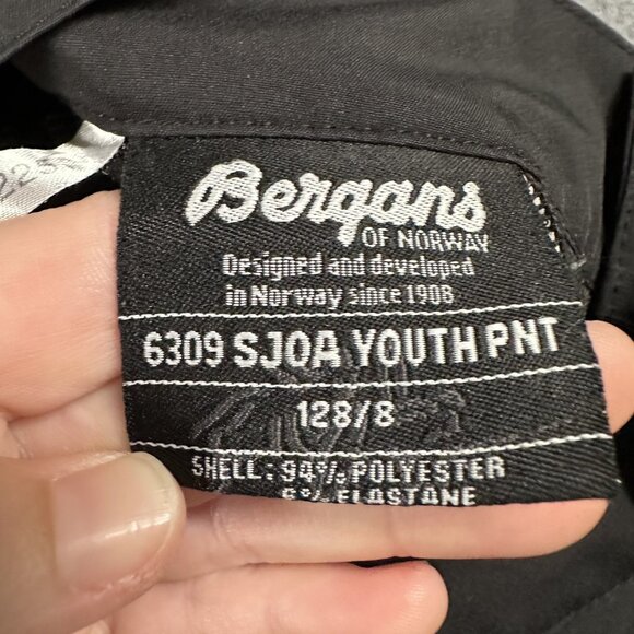 Bergans of Norway Youth Pants Size 8 Black Waterproof Outdoor Ski Snow Shell - Picture 8 of 15